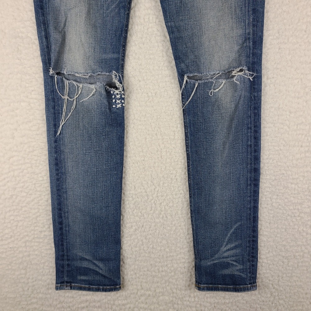 Rag Bone Jeans Womens 27 Skinny Distress‎ Little Five Medium Wash Blue - Picture 2 of 14